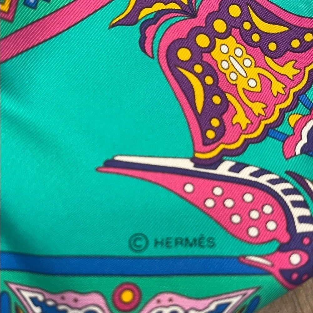 HERMES CIELS BYZANTINS Silk Scarf Authentic